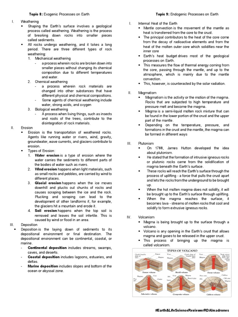 Topic 8 - Exogenic and Endogenic Processes On Earth | PDF | Rock ...
