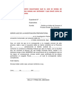 Modelo 43 . - Escrito Juez Se Inhiba Conocer Proceso Donde Hay Detenido y Envié Copia Piezas Perti