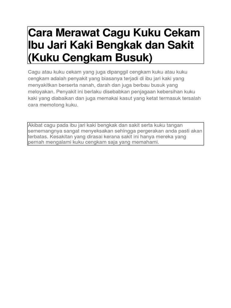 Cara Hilangkan Cengkam Kuku Cagu Pdf