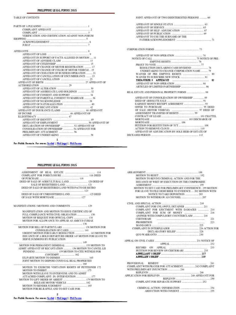 Philippine Legal Forms PDF Complaint Deed