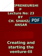 Entrepreneurshi P Lecture No: 23 BY Ch. Shahzad Ansar Entrepreneurshi P Lecture No: 23 BY Ch. Shahzad Ansar