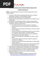 Actividades de Nivelacion Grado Sexto Ciencias Naturales