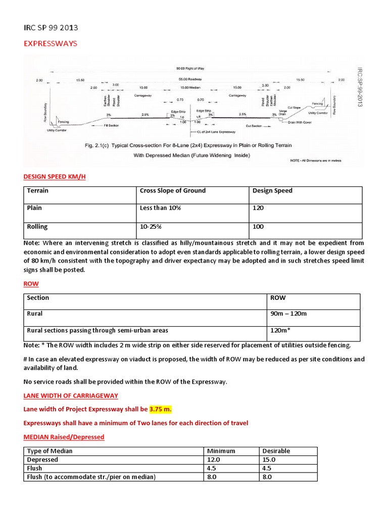 IRC SP 99: Expressway Design Standards | PDF | Interchange (Road ...