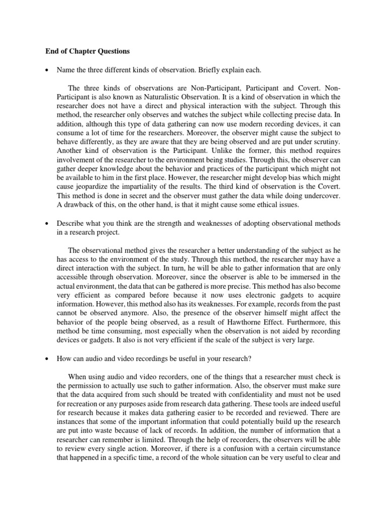 Types and Methods of Observation | PDF | Observation | Data