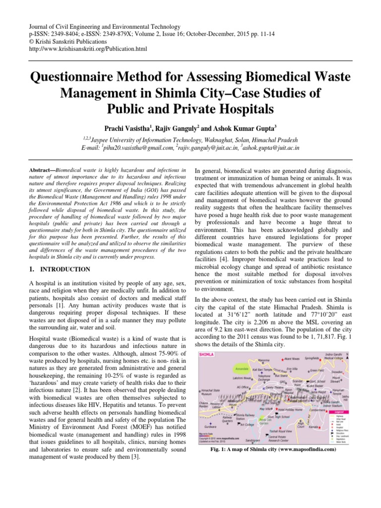 Questionnaire Method For Assessing Biomedical Waste PDF Waste