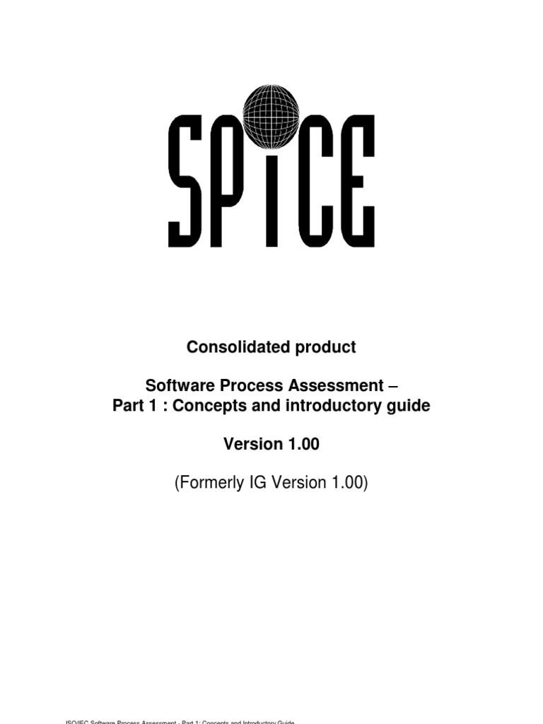 Consolidated Product Software Process Assessment - Part 1: Concepts and ...