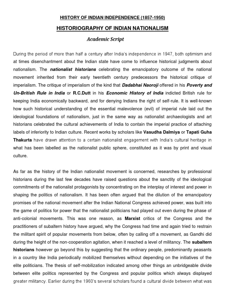 9 Historiography of Indian Nationalism PDF | PDF | Nationalism ...