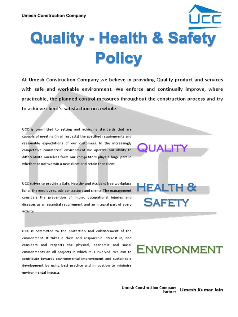 Umesh Construction's Safety and Quality Policies | PDF | Technology ...