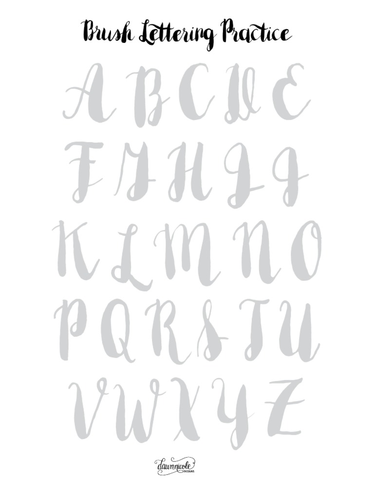 Free Brush Lettering Practice Sheets | PDF | Language Arts & Discipline
