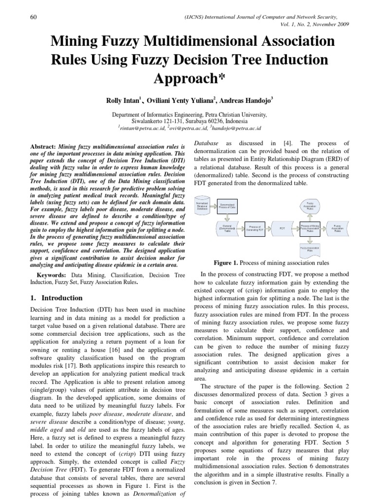 Mining Fuzzy Multidimensional Association Rules Using Fuzzy Decision ...