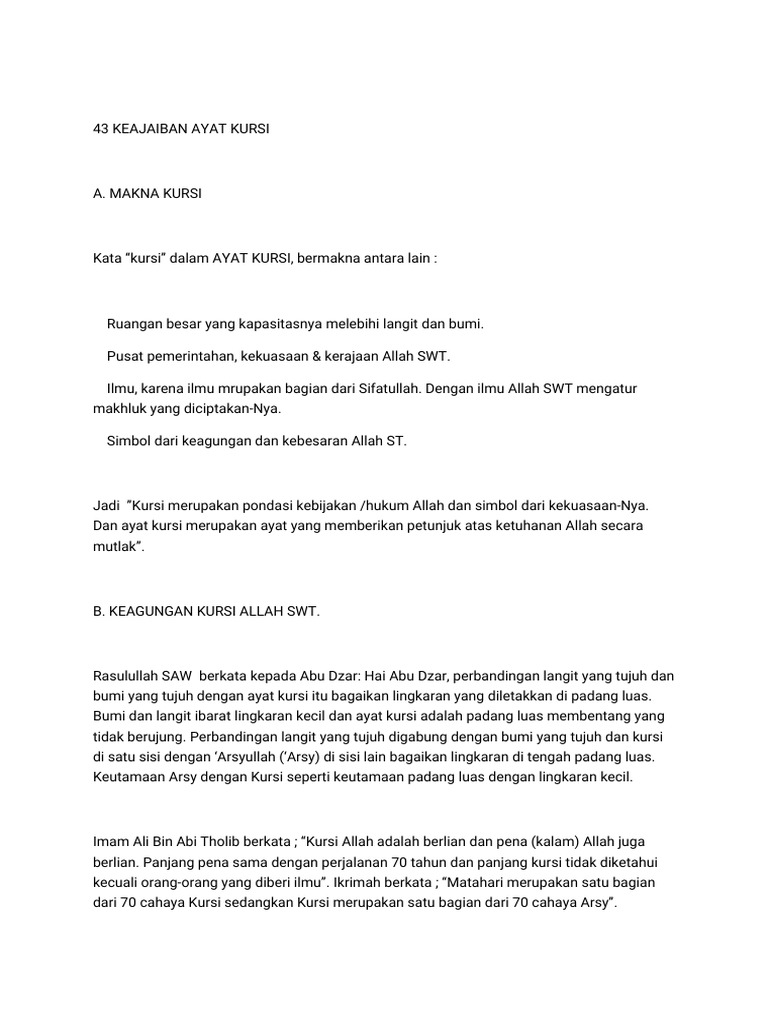 43 Kelebihan Ayatul Qursi Pdf