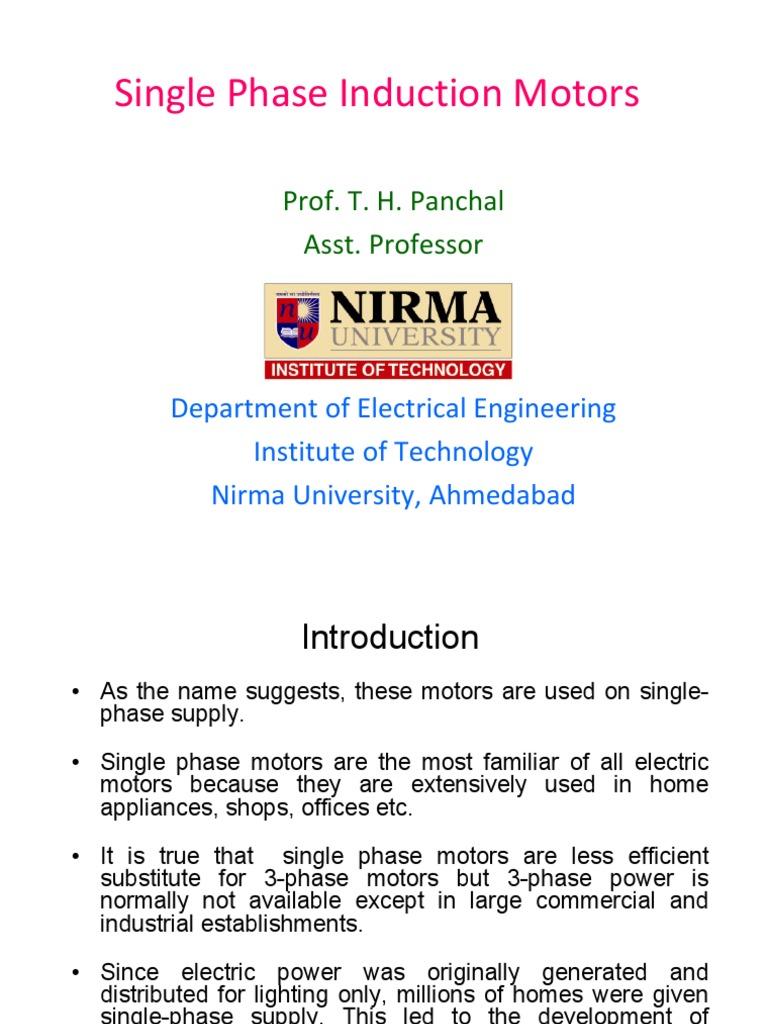 Overview of Single Phase Induction Motors | PDF | Electric Motor ...