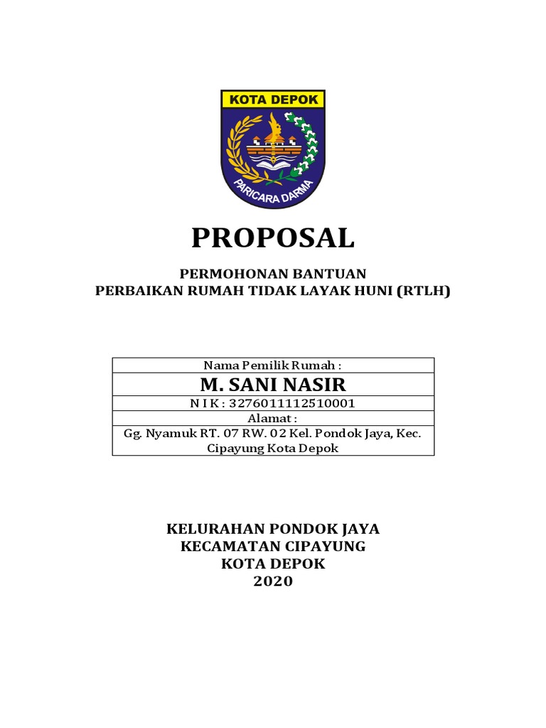 Proposal Bantuan Perbaikan RTLH | PDF
