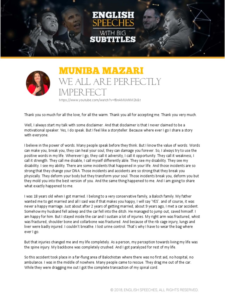 Transcript - Muniba Mazari PDF | PDF | Gratitude