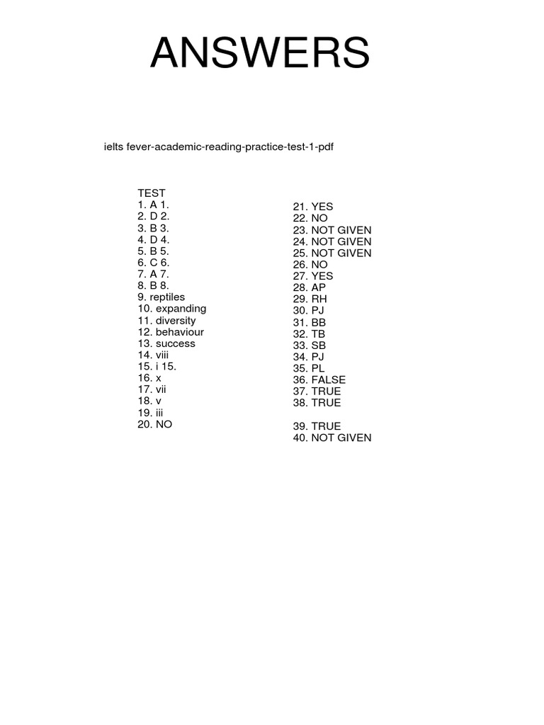 Academic-reading-practice-test-1-Answer Key PDF | PDF