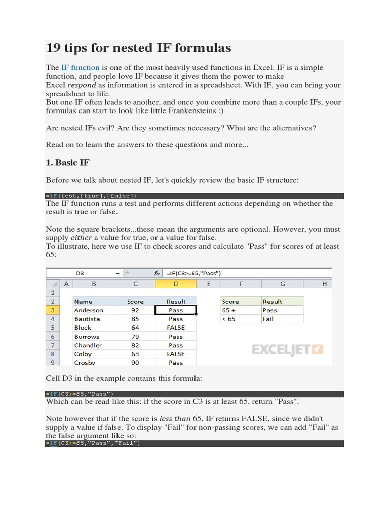 19 Tips For Nested If Formulas Boolean Data Type Spreadsheet