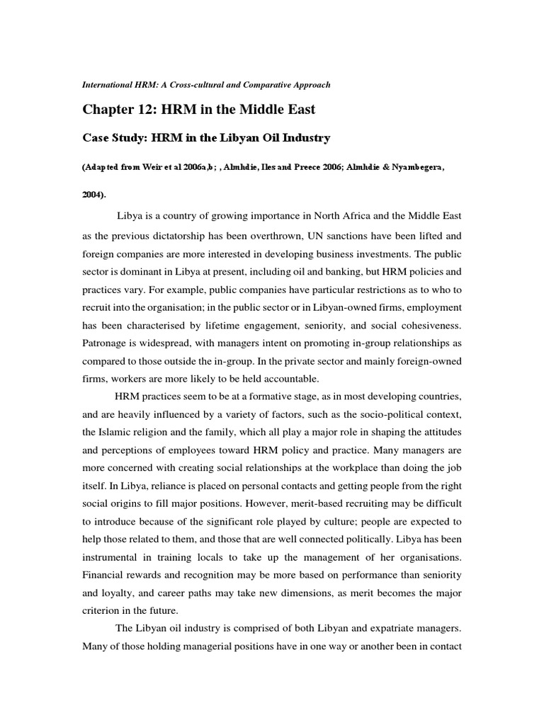 HRM Challenges in Libyan Oil Industry | PDF | Libya | Human Resource ...