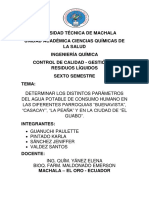 Proyecto Muestras de Agua Turbidez Sólidos Disueltos Totales TDS y Oxígeno Disuelto D.O. 1