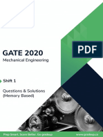GATE 2020 Answer Key ME 1 PDF