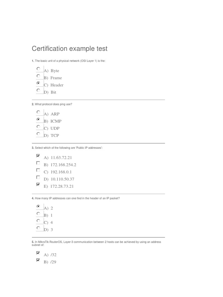 Networking Certification Test Questions | PDF | Gateway ...