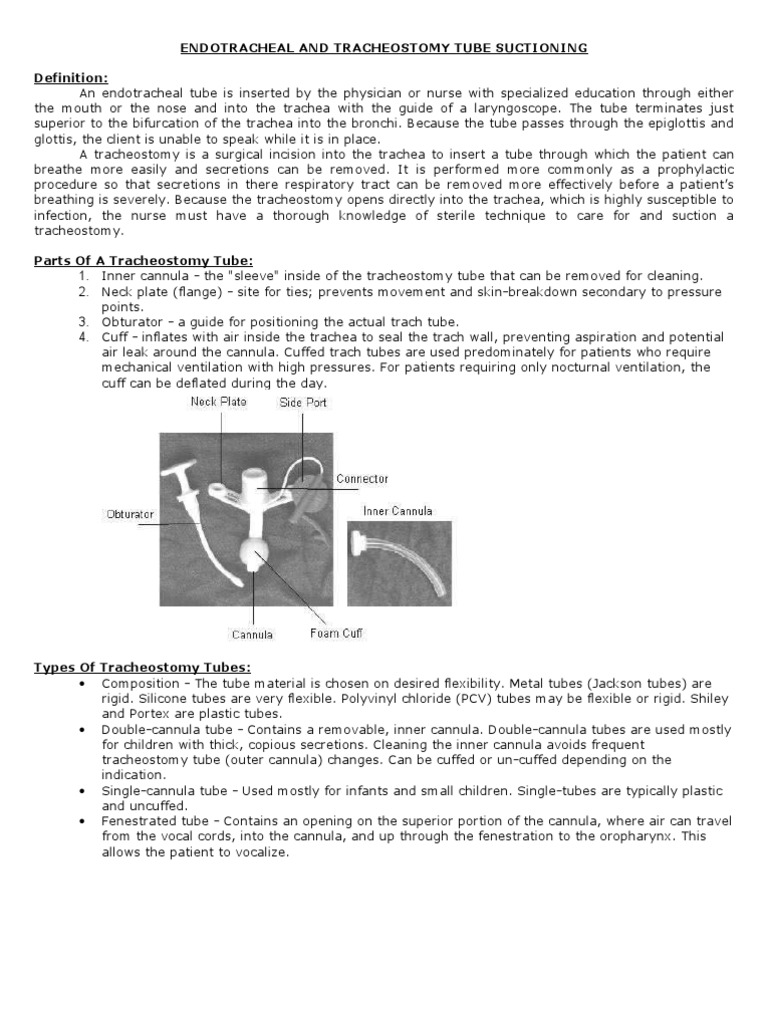 1.1 Endotracheal and Tracheostomy Tube Suctioning | PDF | Respiration ...