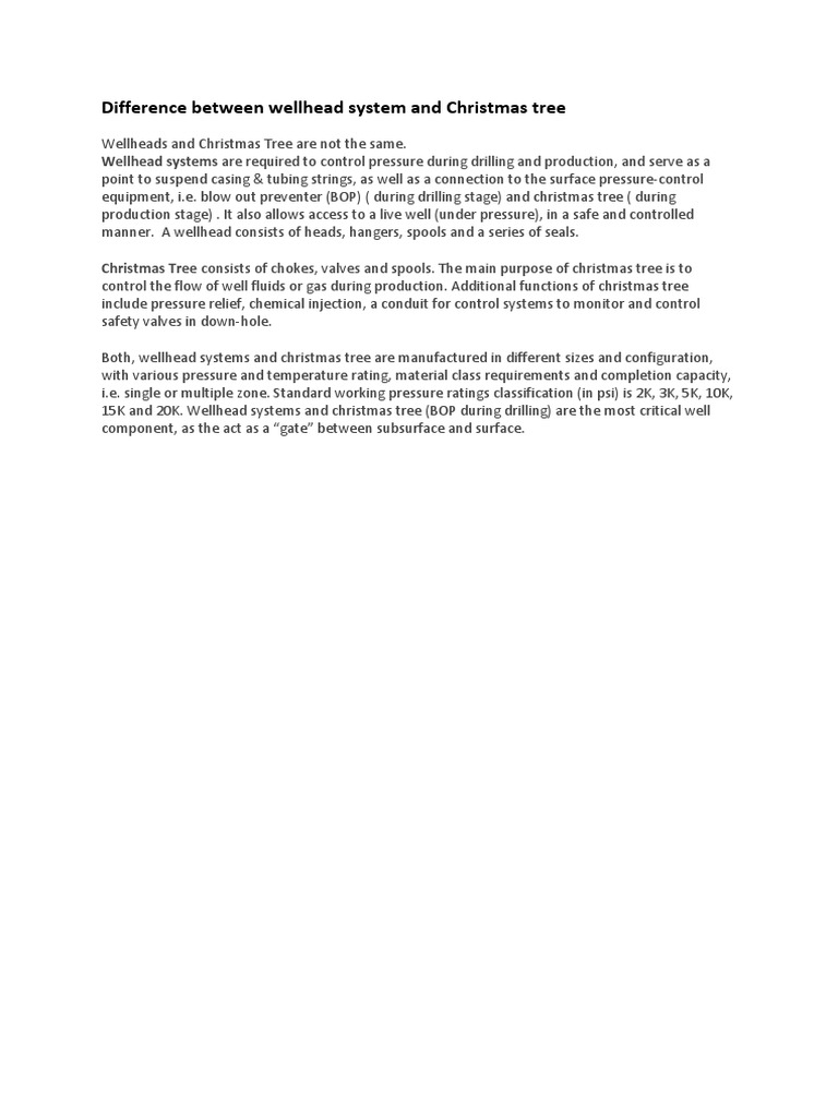 Difference Between Wellhead System and Christmas Tree PDF