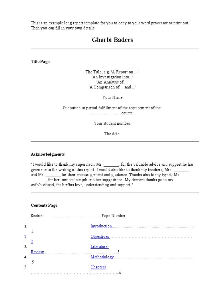 Project Report Template | PDF