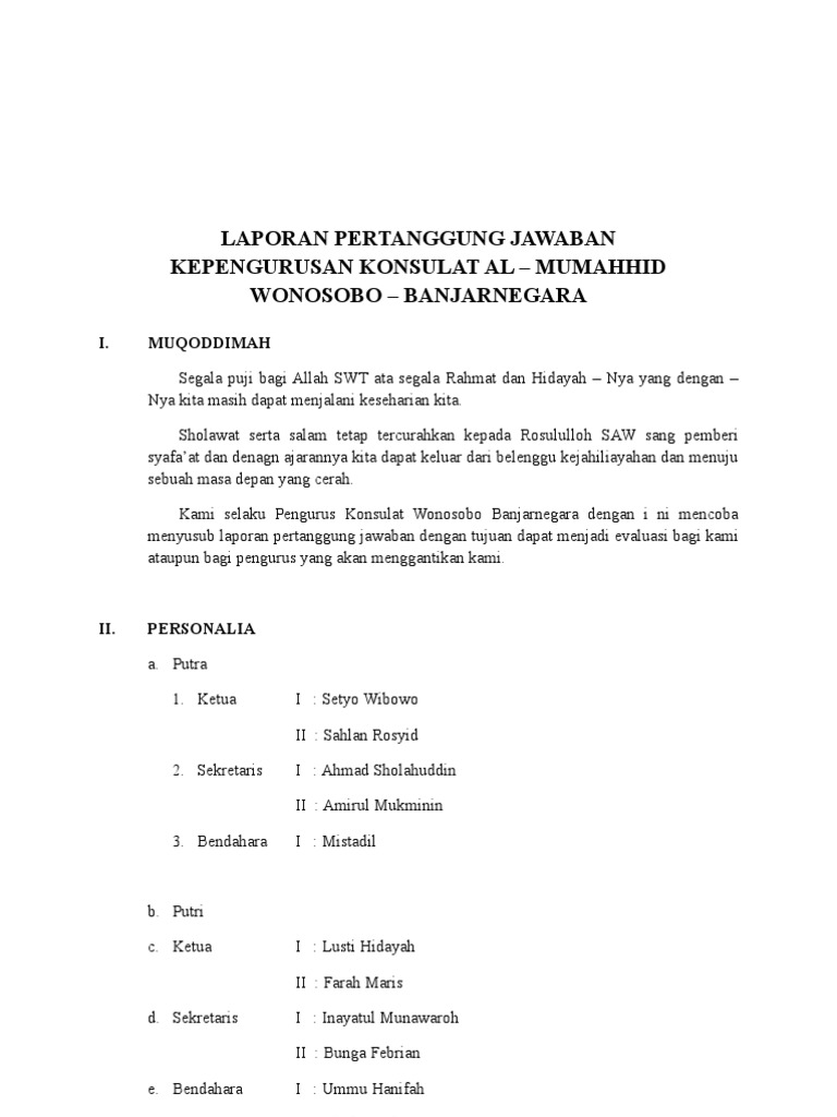 Laporan Pertanggung Jawaban
