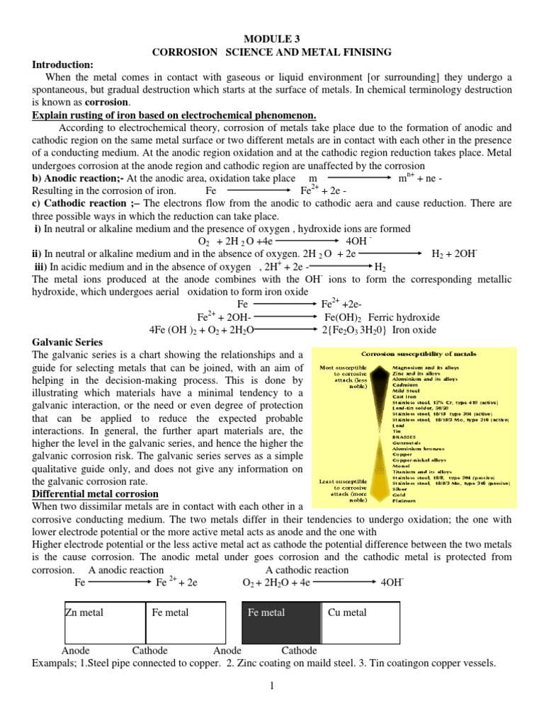 Corrosion and Its Control - Notes | PDF | Corrosion | Anode