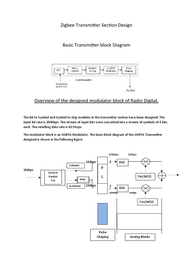 Zigbee Transmitter Design Overview | PDF | Modulation | Digital To ...