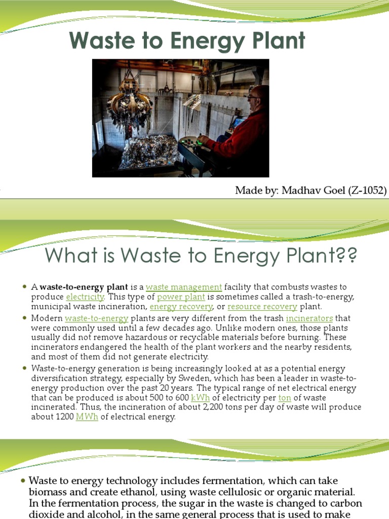 Waste To Energy Plant | PDF | Municipal Solid Waste | Incineration