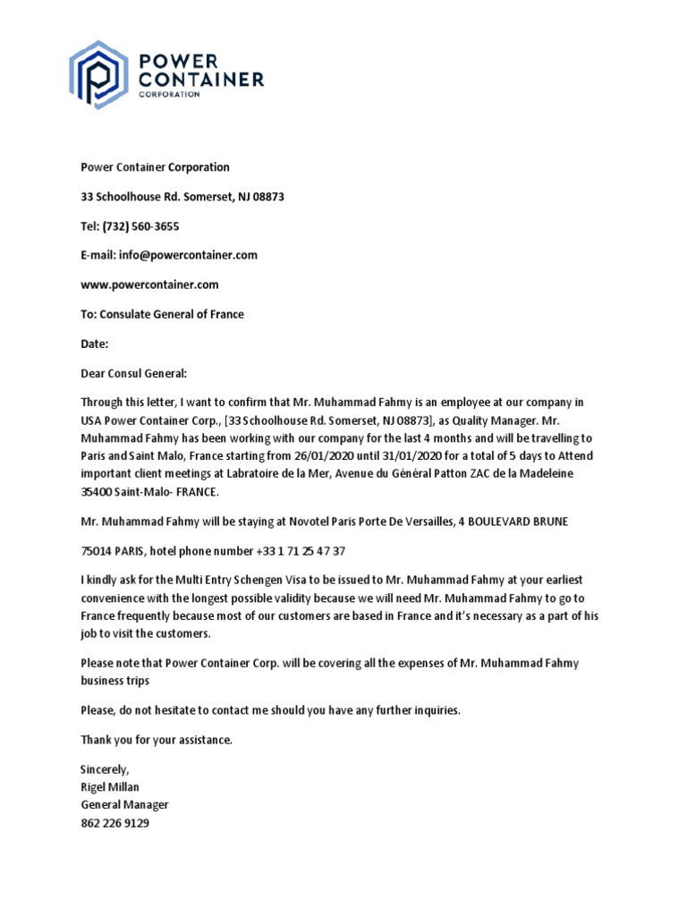 Invitation Letter For Europe PDF