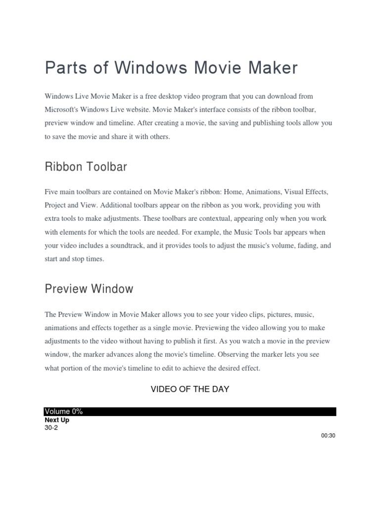 Parts of Windows Movie Maker PDF