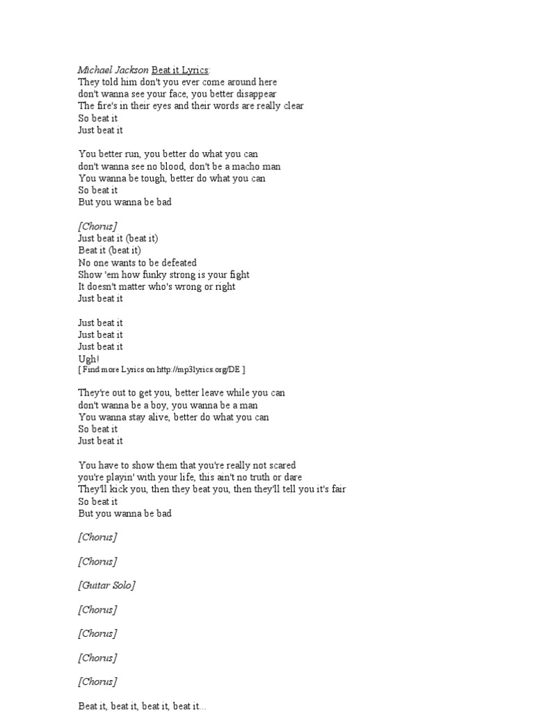 Michael Jackson 1 Lyrics Song Structure Leisure