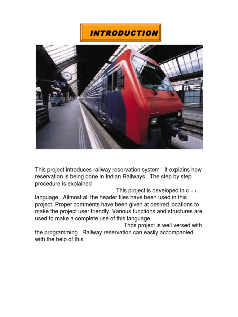 Indian Railway Reservation System Guide | PDF | Databases | Simulation