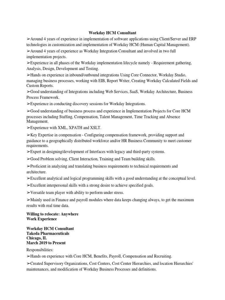 Workday HCM Consultant Profile | PDF | Xslt | Web Service