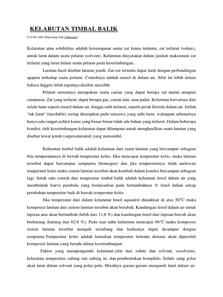 Kelarutan Timbal Balik PDF
