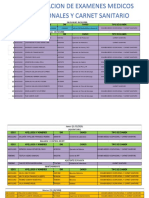 Programacion de Examenes Medicos y Carnet Sanitario