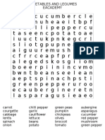 VEGETABLE AND LEGUMES WORDSEARCH EASY
