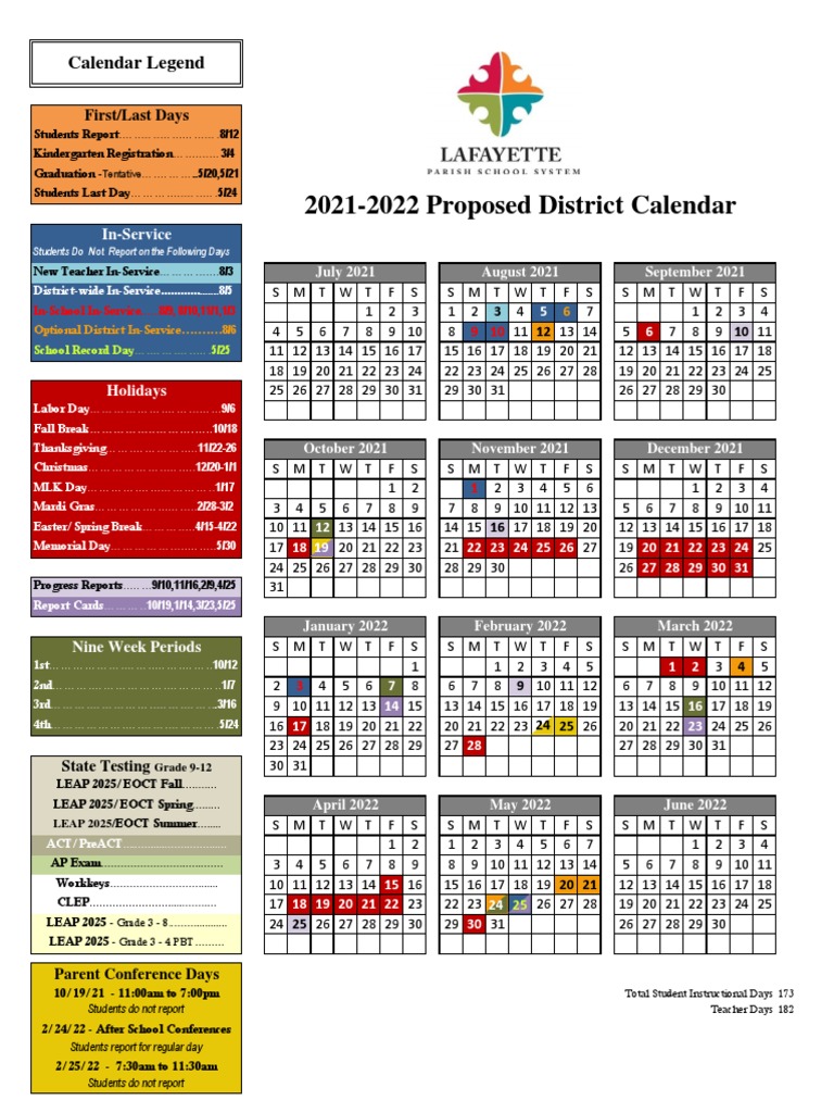 Lpss Proposed District Calendar Fy2021 2022 Academic Term Festival