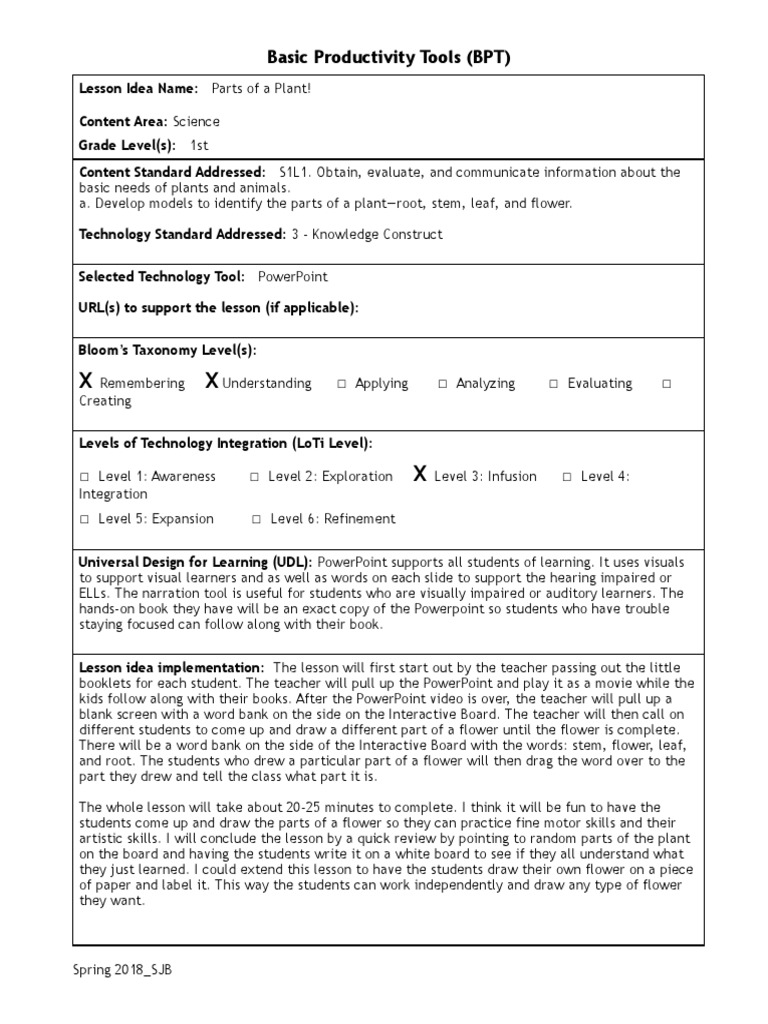 Parts of A Plant Lesson Plan | PDF | Microsoft Power Point | Learning