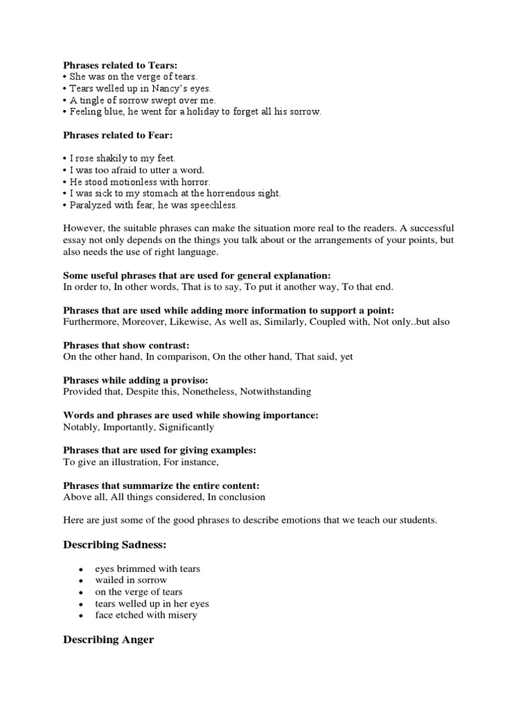 Phrases Related To Tears | PDF