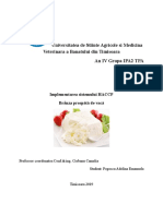 Implementarea Sistemului HACCP Branza Prospata de Vaca