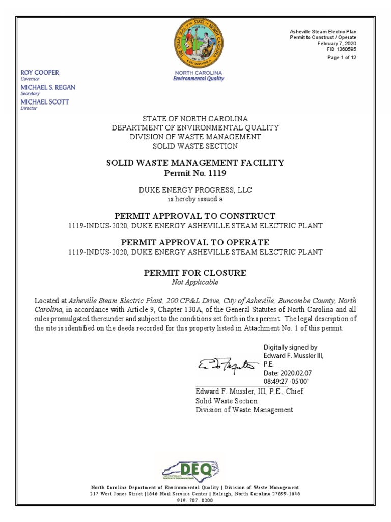Duke Landfill Permit | PDF | Landfill | Hydrogeology