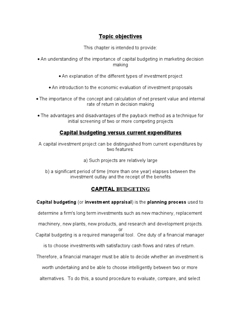 What Is Capital Budgeting | PDF | Internal Rate Of Return | Capital ...