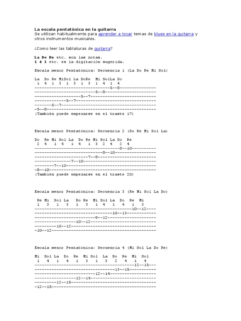 La Escala Pentatónica en La Guitarra | PDF | Escala (música) | Musicología