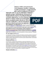 La Migración Humana Se Refiere A Los Procesos de Migración de Los Seres Humanos