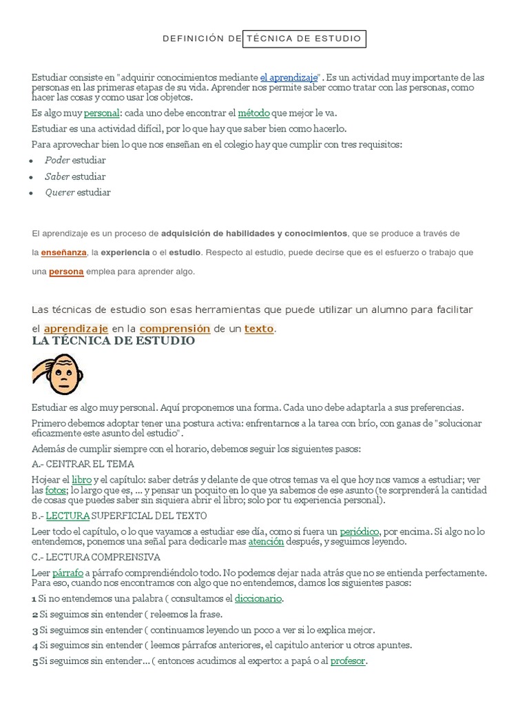 Tecnicas de Estudio | PDF | Memoria | Aprendizaje
