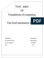 Term Paper of Foundations of Computing Fast Food Automation System