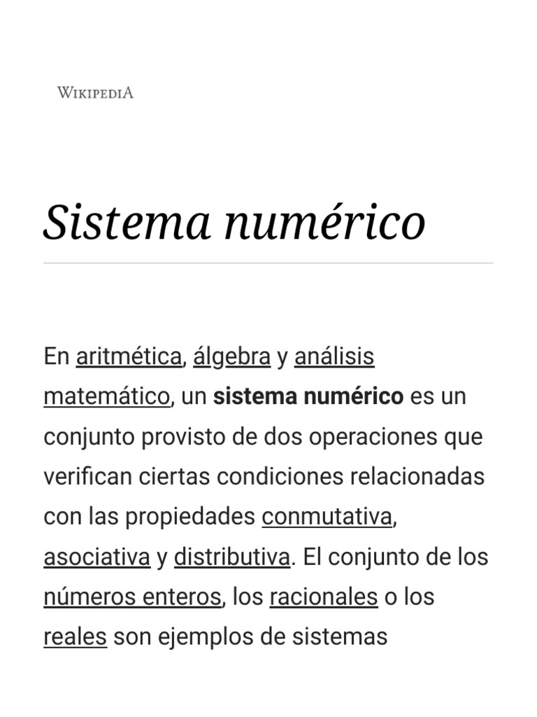 Sistema Numérico Wikipedia, La Enciclopedia Libre PDF Campo